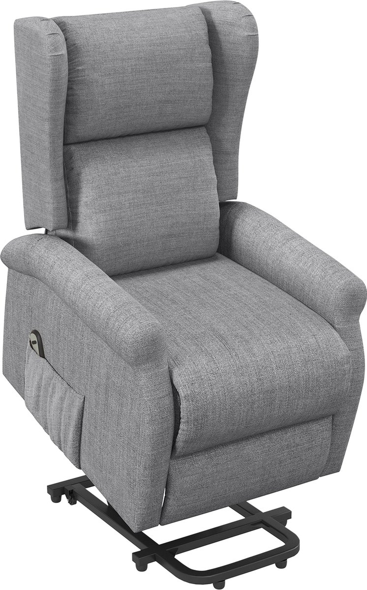 Homcom relaxfauteuil met sta-op functie - Elektrische ligfauteuil voor senioren - TV-fauteuil - Grijs