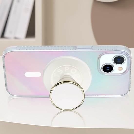 PopSockets: PopGrip voor MagSafe - Uittrekbare Greep en Standaard voor Smartphones en Hoesjes met een Verwisselbare Top - Adapterring voor MagSafe Inbegrepen - Clear Glitter