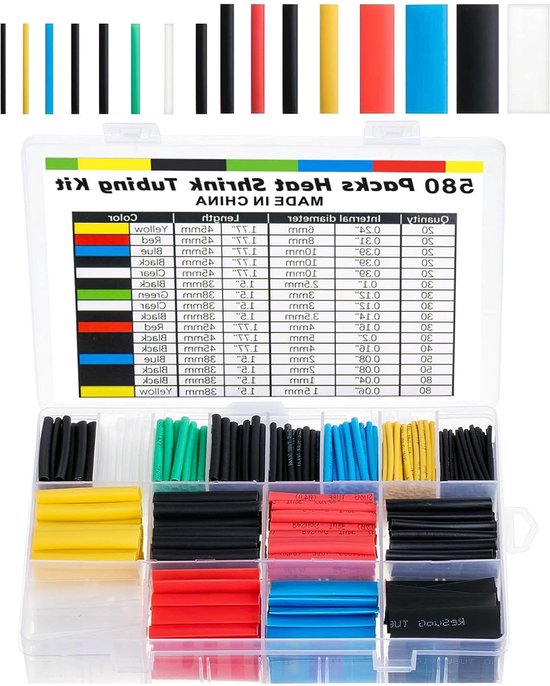 Vegena Krimpkousen Set – 656 Stuks, 8 Maten, 5 Kleuren, 2:1 Krimpverhouding, Polyolefine, Geschikt Voor Isolatie En Reparatie