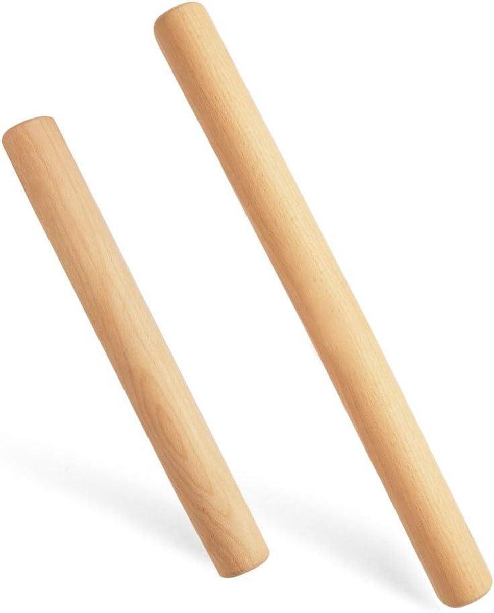 Kleine houten deegroller zonder handvatten ideaal voor fondant pizza cakes 2-delige set