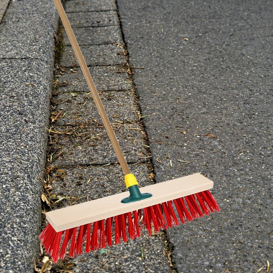 Brumag Straatbezem/buitenbezem - hout/kunststof - steel 120 cm - borstelkop breed 40 cm - rood - met steelhouder van Brumag — afbeelding 5