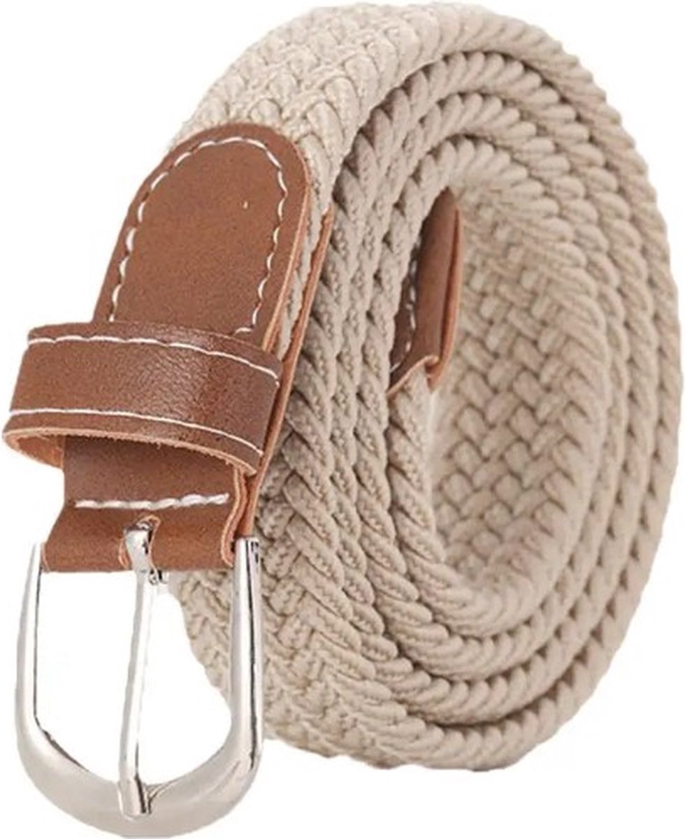 Actie4you® - Elastische Geweven Riem - Gevlochten Riem - Canvas Riem - Unisex - 105CM - Beige