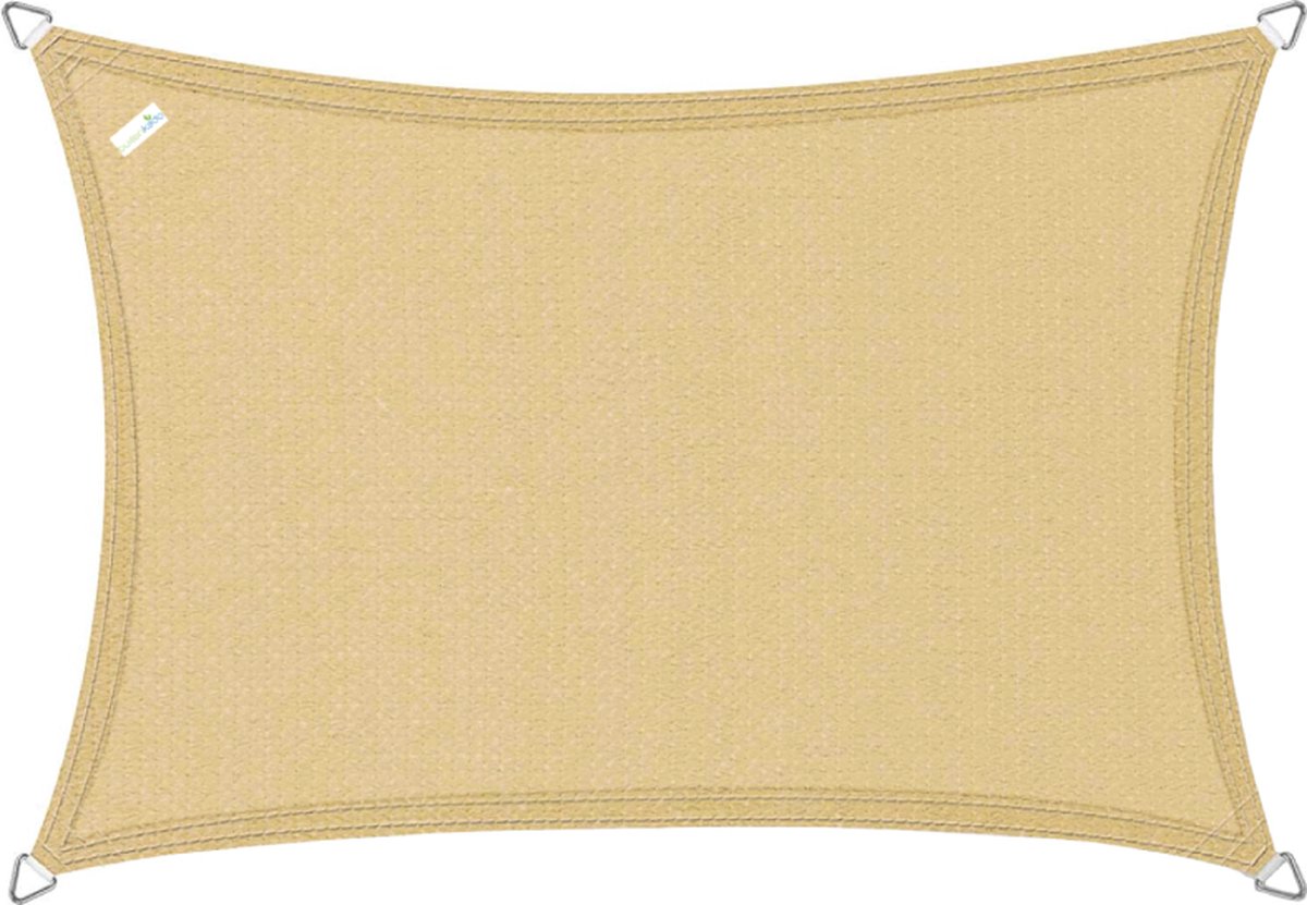 Buitenkado schaduwdoek vierkant 2x2 m - HDPE/RVS - zand beige - incl. bevestigingsset