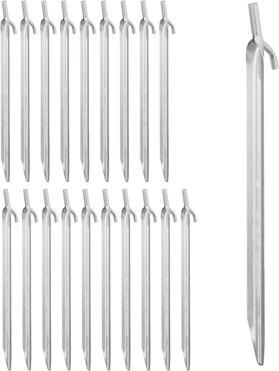 Goedkoopste Tent tentharingen set 20 stuks - grondankers harde ondergronden - tenten paviljoenen - 30 cm staal zilver