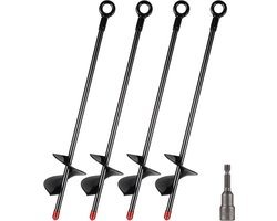 Grondanker 4 stuks met spiraalboor 15 inch - Voor trampoline, schommels, tenten en meer