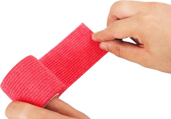 Foto: Duopack 2x grip tape rood elastische sport grip tape tattoo pmu handpoke stick en poke tatoeages voor extra grip tattoo machine of naald permanente make up handpoke tool medische zelfklevende verbandrol sport bandage elastisch ademend