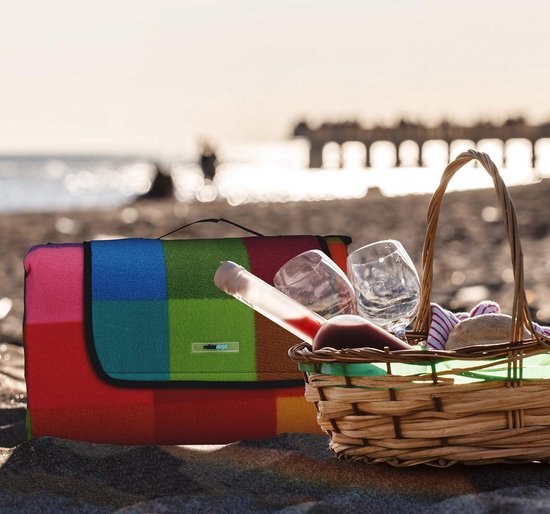 SONGMICS Picknickdeken, 200 x 200 cm groot stranddeken, campingdeken