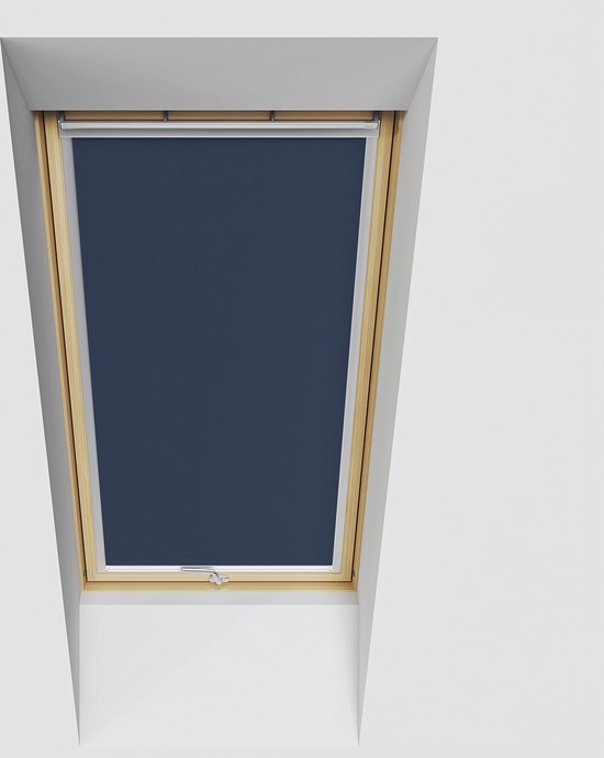 Store enrouleur occultant facile à fixer, conçu pour VELUX PK08, bleu foncé - Installation rapide, aucun perçage requis