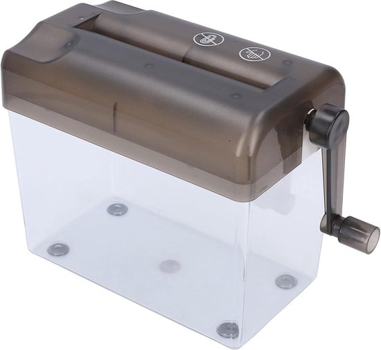 Portable Shredder, Manual Paper Shredder Compact Structure Transparent Dust Box Anti Slip Design For Office Desktop For Home For School (Grey