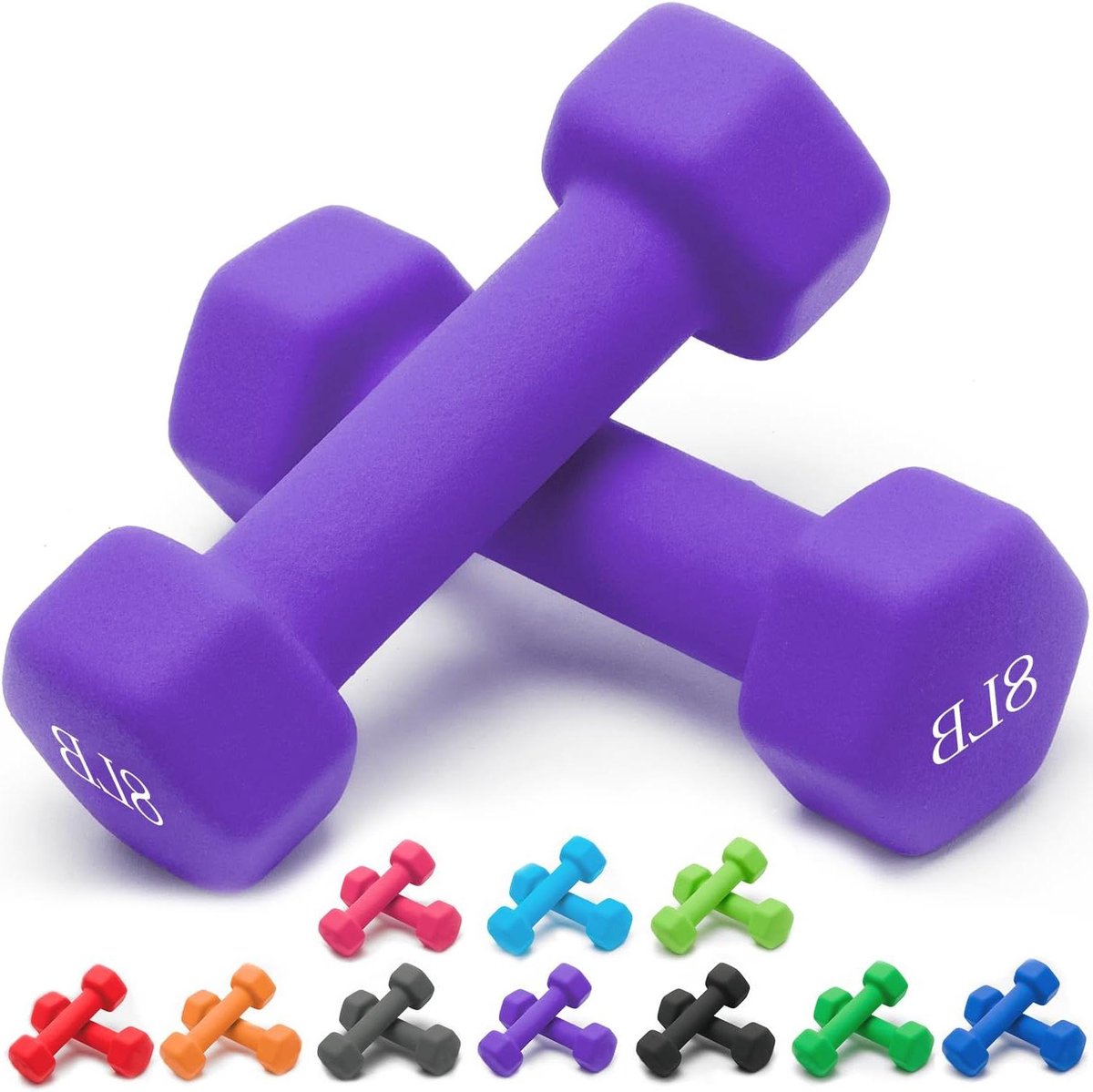 Neopreen halters set - 2 stuks paars 36 kg - uniseks handgewichten met anti-rol slip
