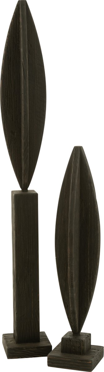 J-Line decoratie op voet Luke - dennenhout - zwart - large