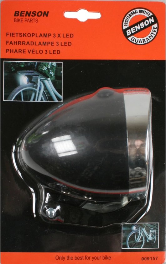 Benson Fietslamp - koplamp - 3x LED - excl 3x AAA batterij — afbeelding 2