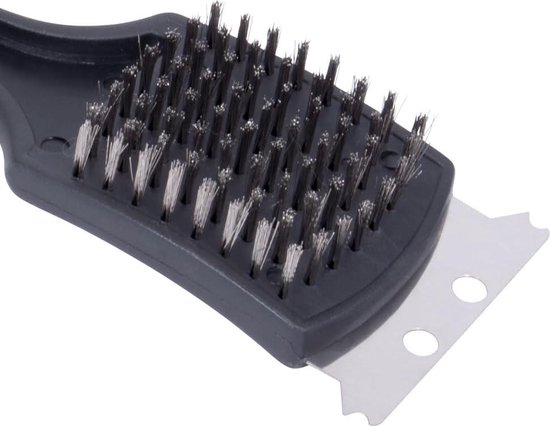 TNTOR Grillborstel, 31,5 cm, met extra lange roestvrijstalen borstelharen en warmte-isolerende handgreep, voor gasgrill, houtskoolgrill, kogelgrill, elektrische grill en grillrooster