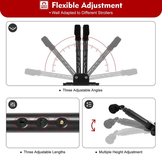 Eszenzics™ Meerijdplankje - Universele solide uitvoering - Flexibel instelbaar op kinderwagen- Veilig zitten of staan - Schokabsorberende PU wielen - Tot 25 kg / 3-7 jaar van Eszenzics™ — afbeelding 4