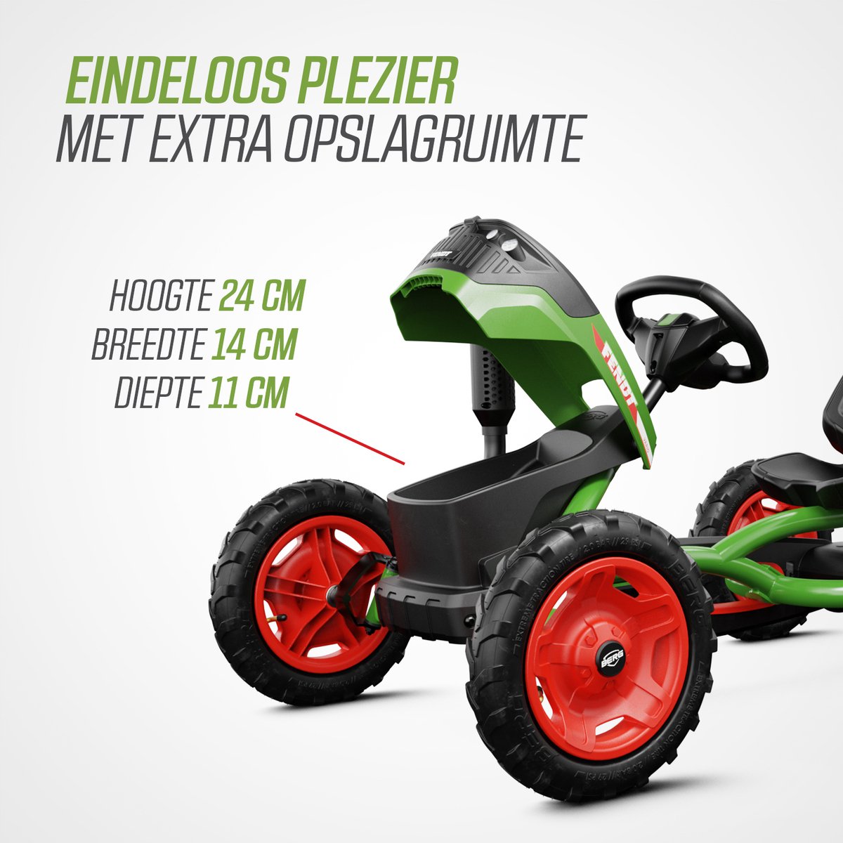 BERG Buddy Fendt® Skelter - 3+ Jaar - Verstelbare Stoel - Vrijloopautomaat - Officieel licentiemodel - Groen/Rood — afbeelding 6