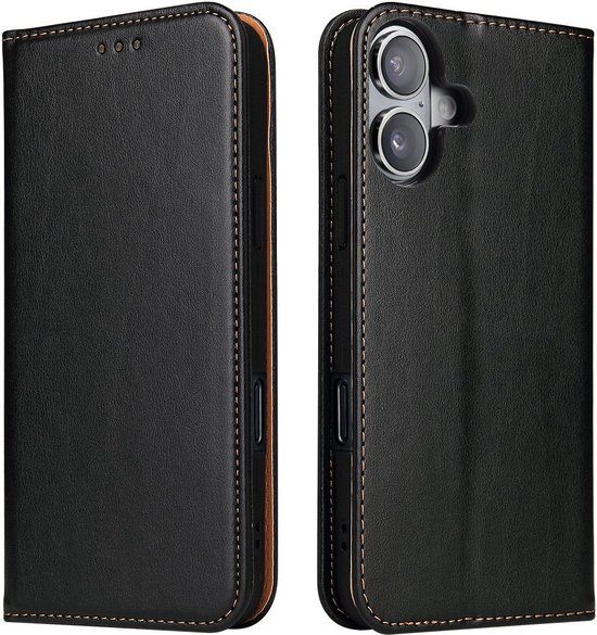 Foto: Mobiq premium business wallet iphone 16 plus portemonnee hoes zwart