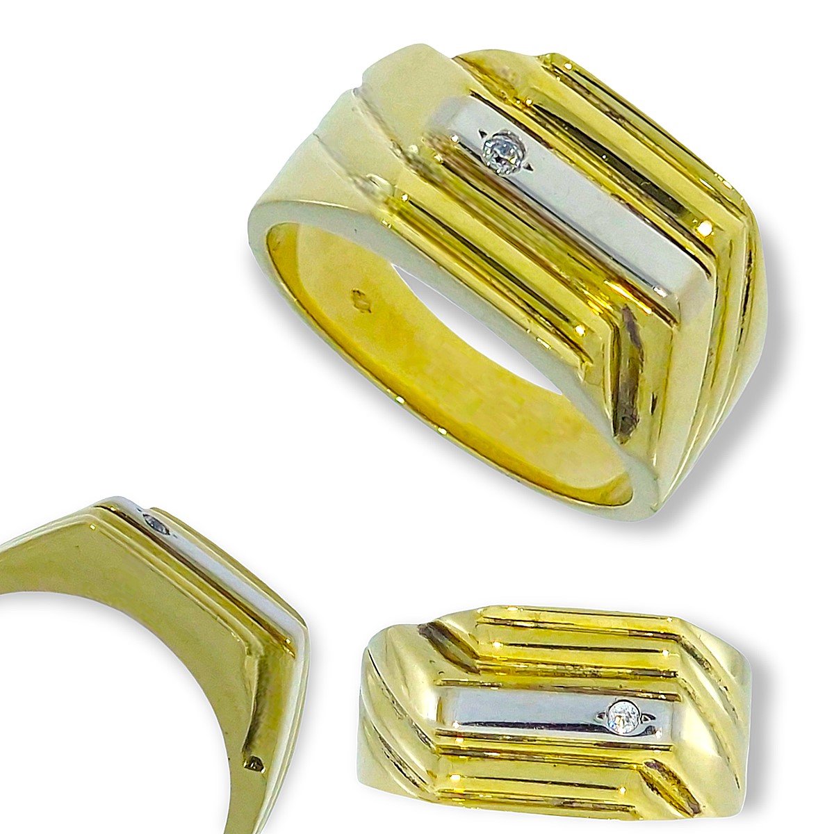 Gouden Zegelring Zirkonia 14 karaats