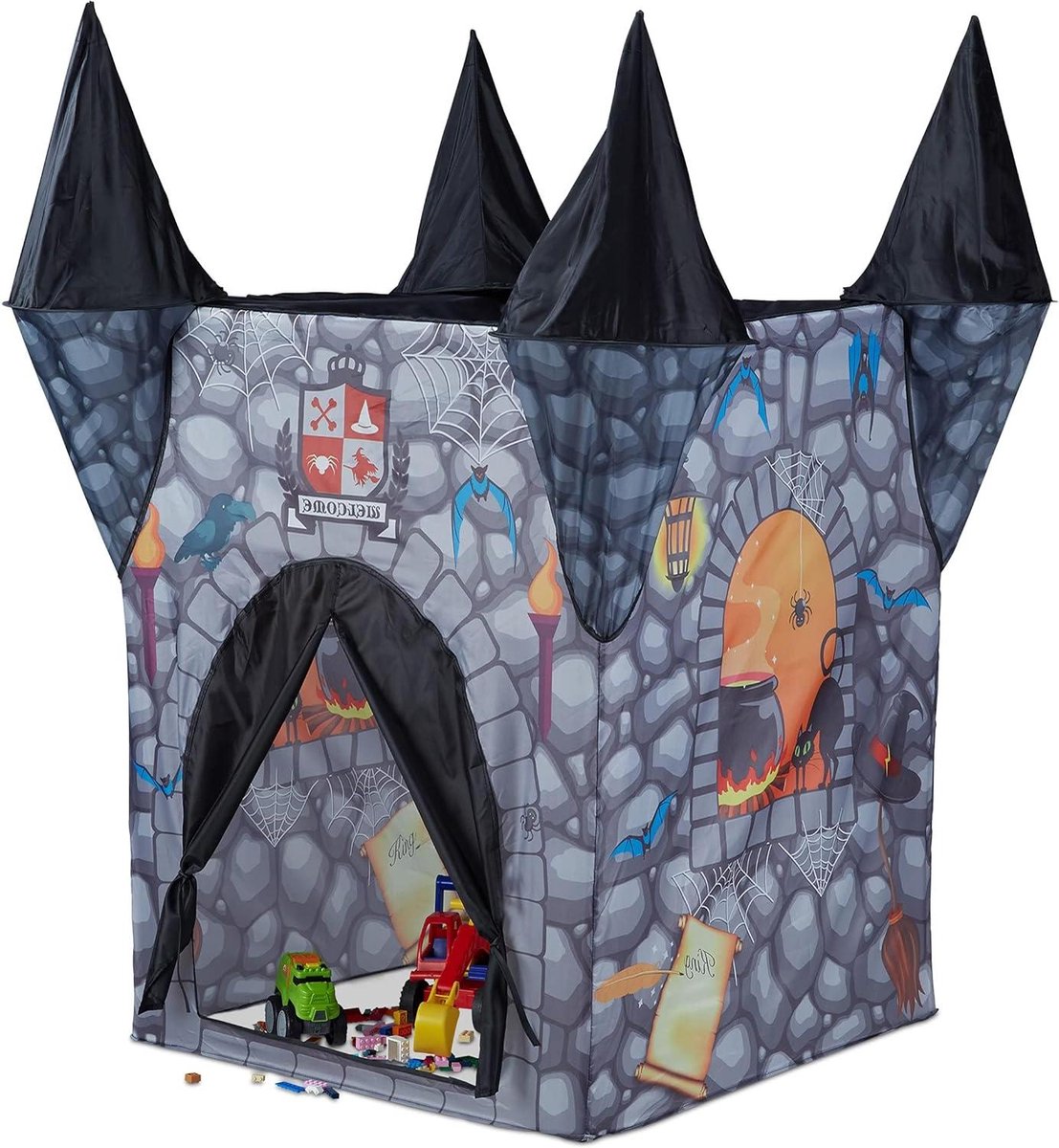 Speeltent voor Kinderen Vouwbaar Grijs vanaf 3 jaar Jongens Meisjes Afmetingen: 132 x 110 x 110 cm