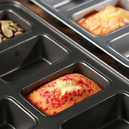 Foto: Mini vierkante cake pan brownie koolstofstaal bakpan voor oven bakken grijs 2 set 