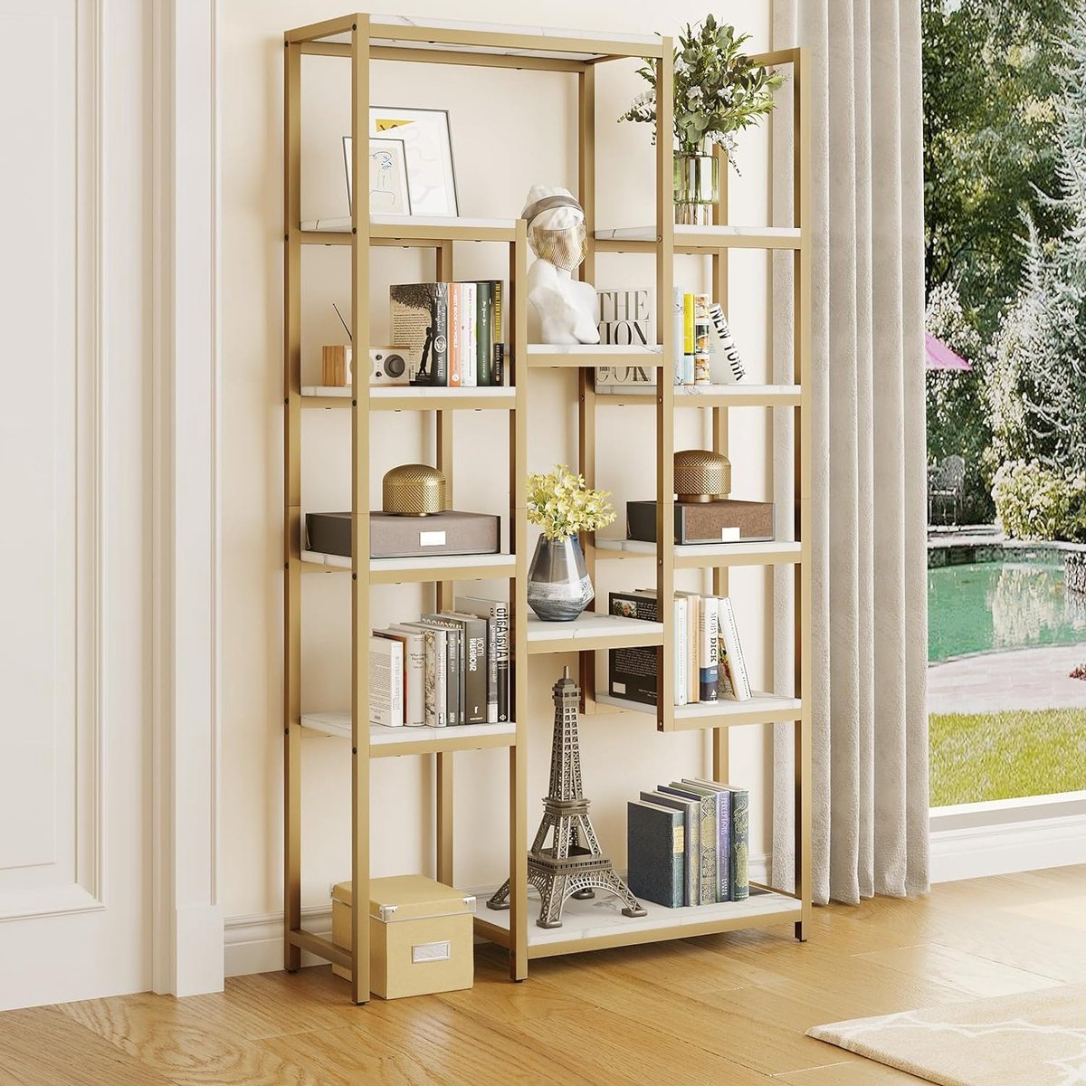 Goodivery ® Stijlvolle Boekenkast met 5 Niveaus, Opslagkast voor Woonkamer, Kantoor en Slaapkamer