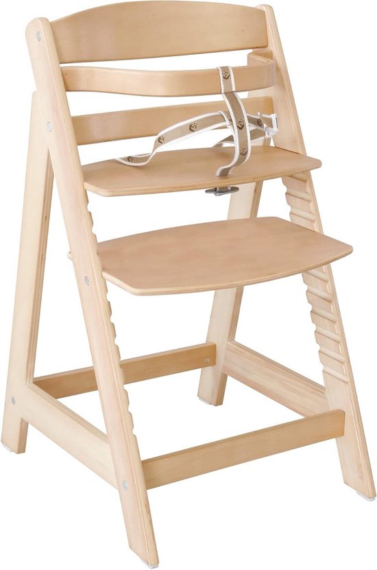 509 CREW SKY Growth Set for Children's Chair Made of Wood from Birth Includes 2-in-1 SKY Baby Bouncer and Seat Cushion for High Chair, Colour Natural Anthracite