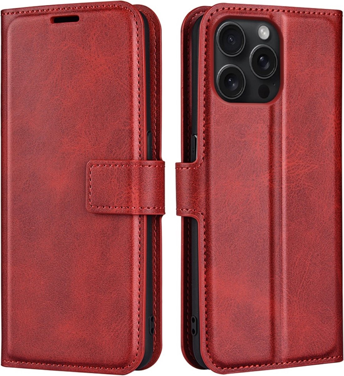 Coverup Hoesje - Geschikt voor iPhone 16 Pro Hoesje - Coverup Deluxe Book Case - Rood