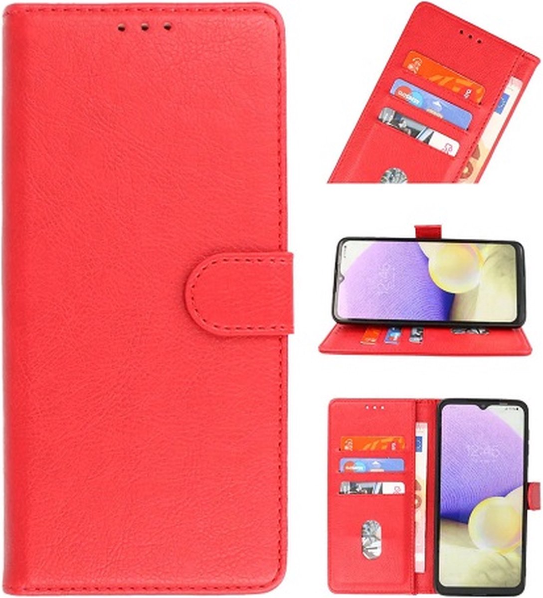 OPPO Reno 7 Hoesje Met Pasjeshouder Bookcase Rood