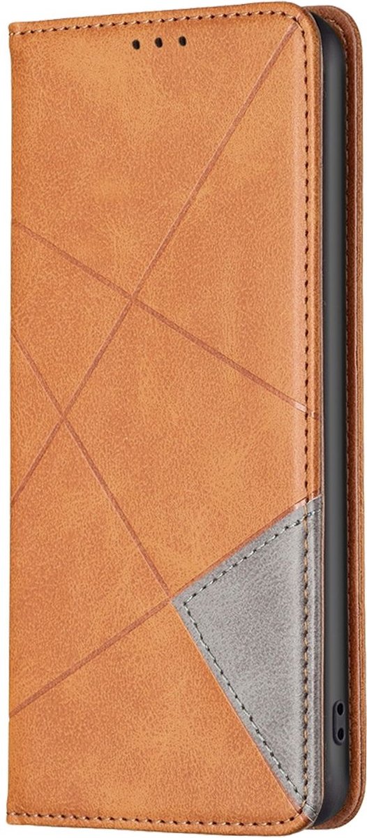Mobigear Telefoonhoesje geschikt voor Google Pixel 8a Hoesje | Mobigear Rhombus Slim Bookcase | Pasjeshouder voor 2 Pasjes | Telefoonhoesje voor Pinpas / OV Kaart / Rijbewijs - Cognac
