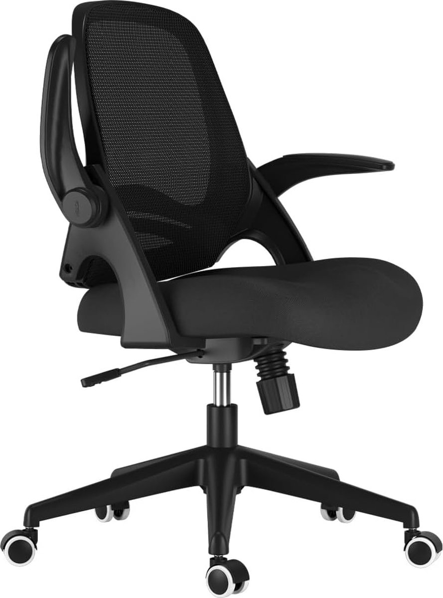 Goodivery ® Ergonomische Bureaustoel met Inklapbare Armleuningen en Hoogteverstelling voor Kleinere Ruimtes