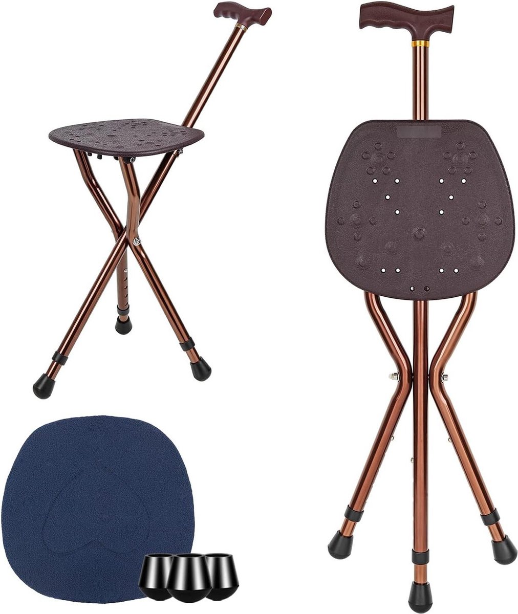 Wandelstok Grote Seat Board - Opvouwbaar - Hoogte Verstelbaar - Dual-use Wandelstok voor Mannen 120kg Capaciteit - Ouderen, Gehandicapten, Herstellende Personen
