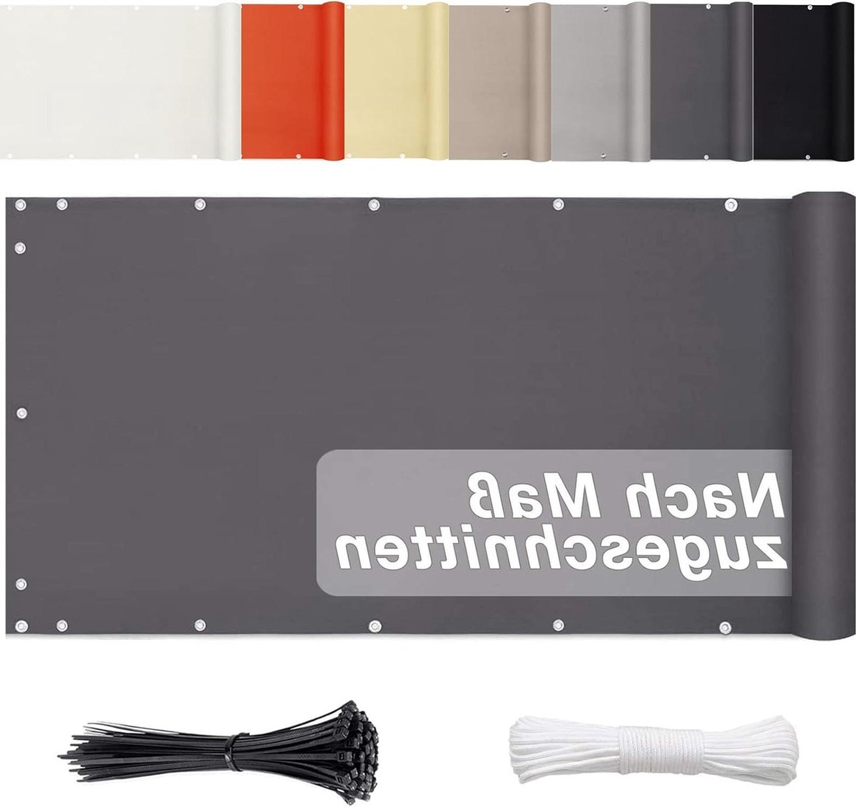 Inkijkbescherming balkonscherm 90 cm x 300 cm - waterafstotend en privacyscherm in antraciet