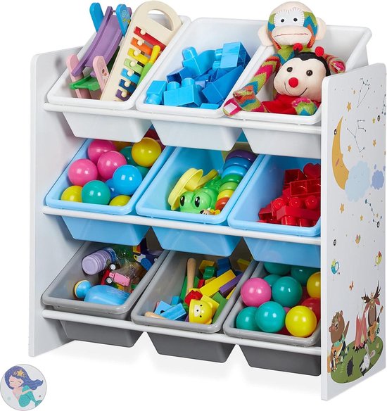 relaxdays Etagère Enfants, 4 boîtes, Motif feu, Rangement Jouets relaxdays Etagère Enfants, 4 boîtes, Motif feu, Rangement Jouets