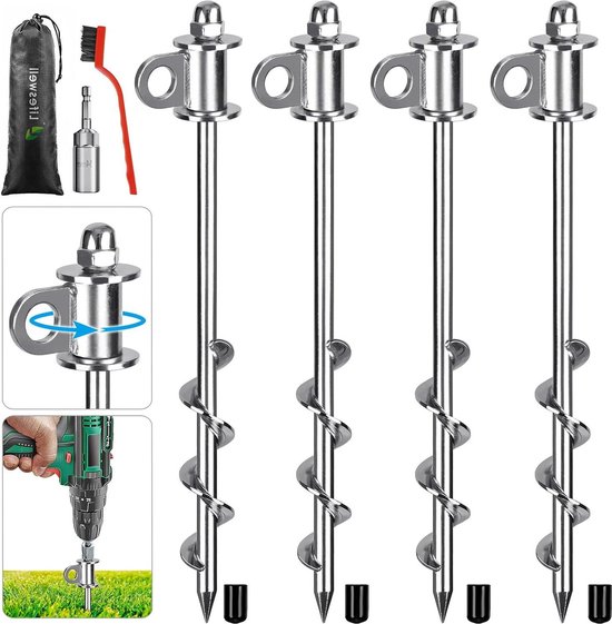 ProPlus Tentharingen met haak - metaal - 30 cm - set van 6