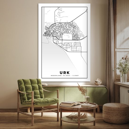 Poster Carte - Urk - Zwart - Wit - 120x180 cm XXL