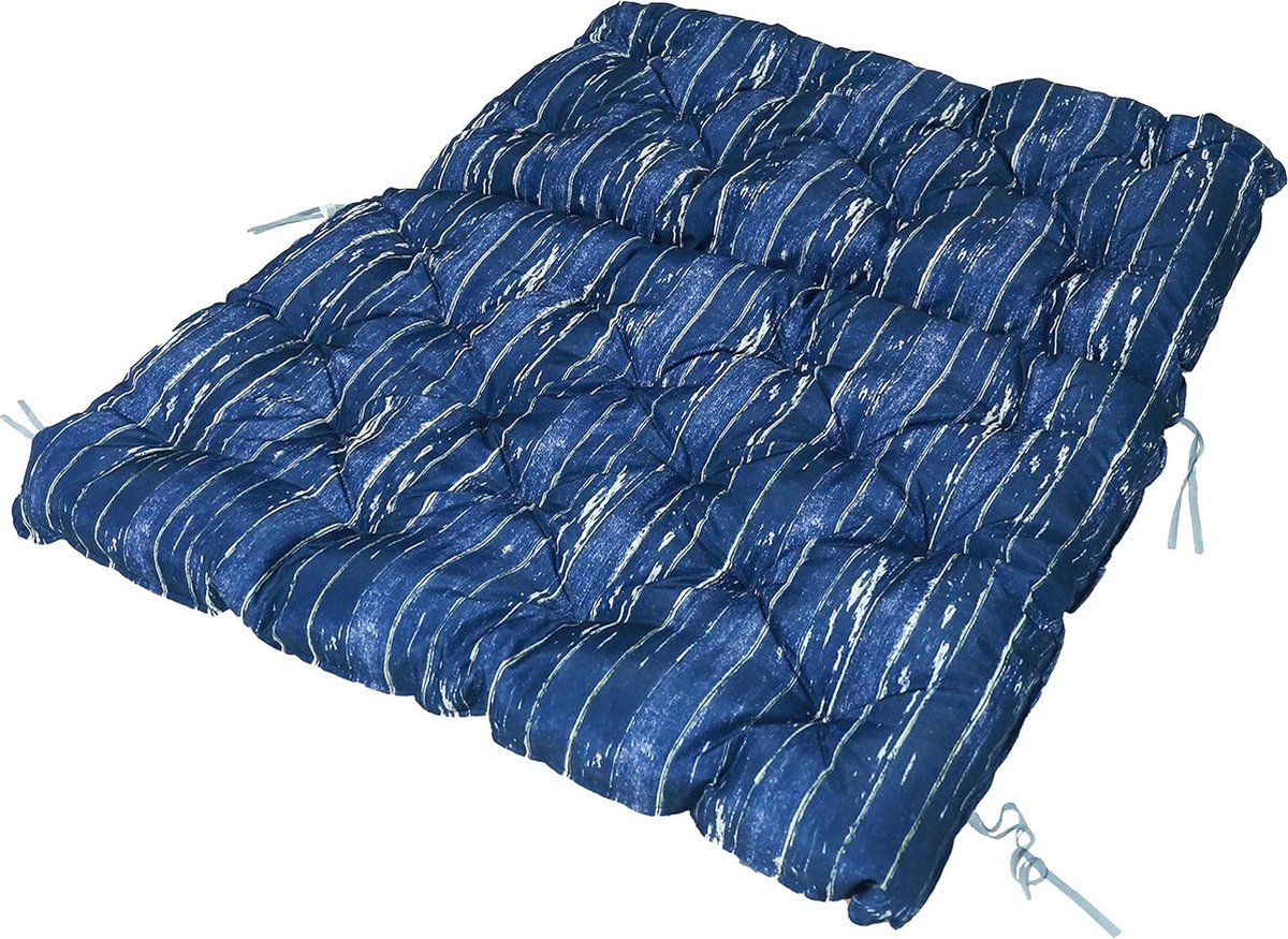 Goodivery ® Comfortabele en Stijlvolle 3D Geprinte Omkeerbare Pallet Zitkussen 120 x 140 cm Blauw/Bruin
