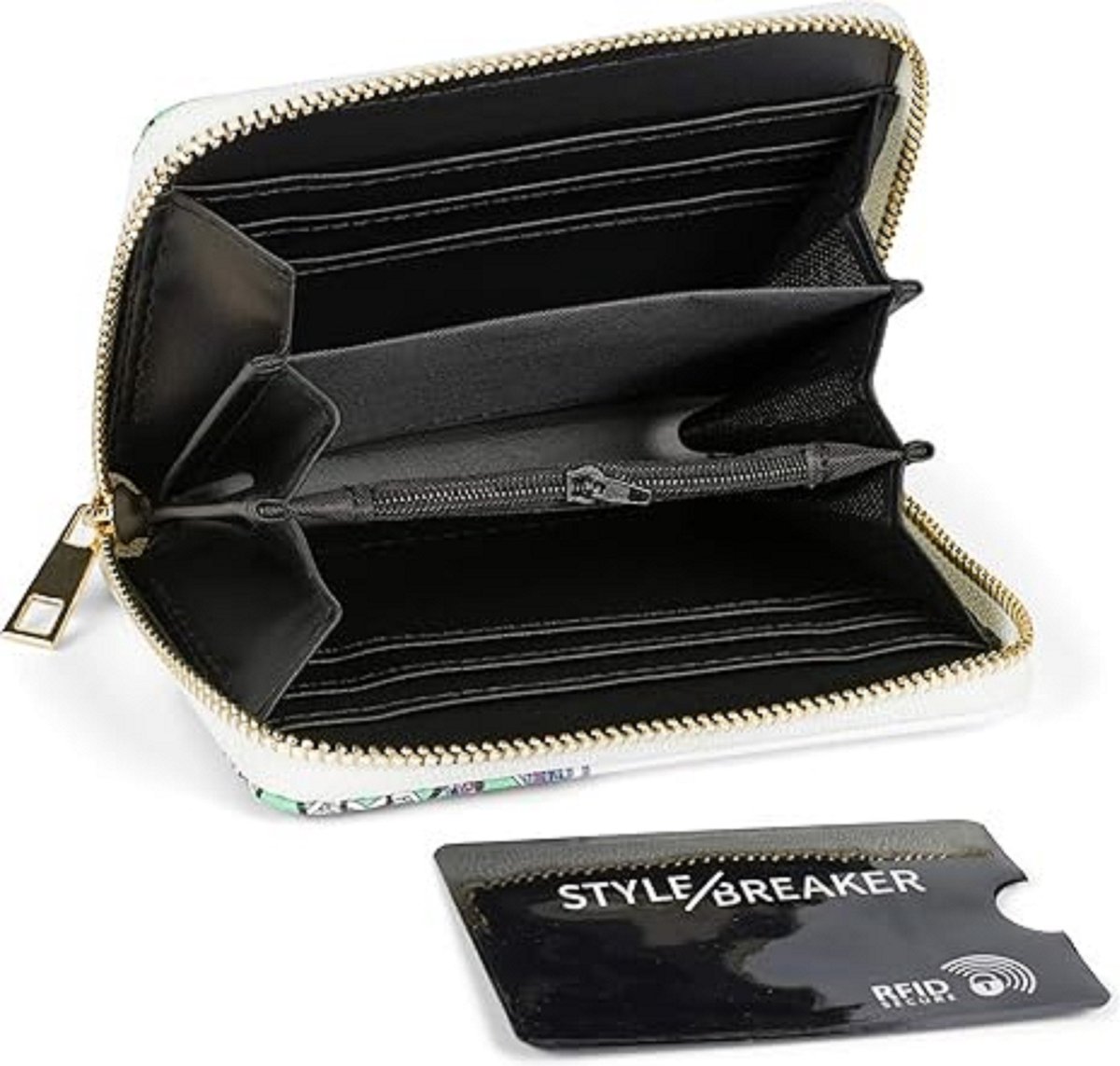 Portefeuille Femme Compact Cuir Synthétique Mandala – Fermeture Éclair & Bouton, Motif Fleurs Ethnique