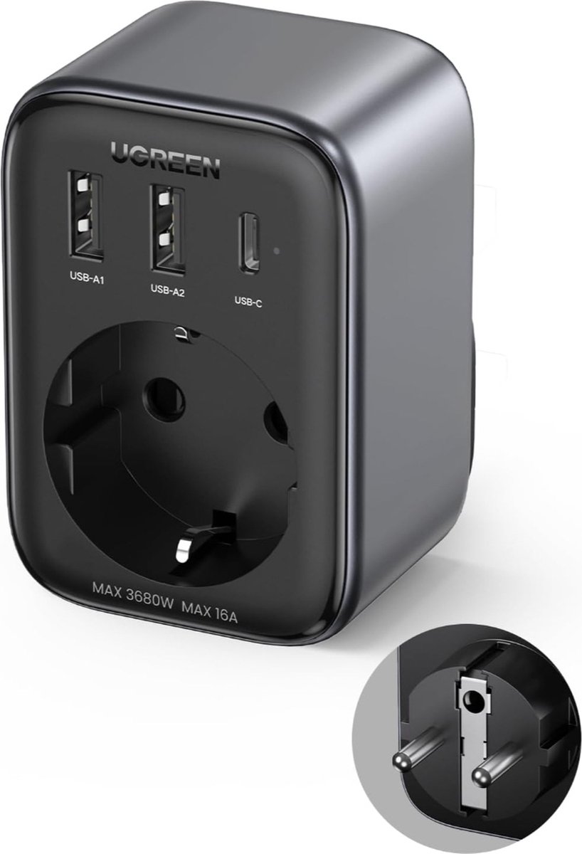 UGREEN Oplader - iPhone - Samsung - 4 in 1 Stekker met USB - 30W - USB C - USB A