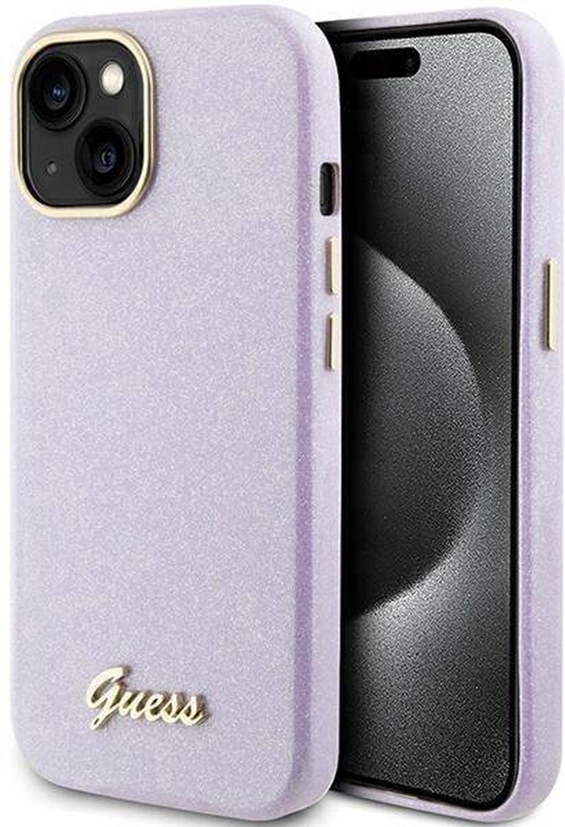 Guess Full Wrapped Glitter Back Case voor Apple iPhone 15 (6.1") - Paars
