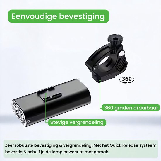 Lightyourbike ® Blaze 1000 Fietslamp - LED & USB oplaadbaar - 5.200 mAh - 1.000 Lumen — afbeelding 2