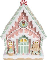 Clayre & Eef Maison en pain d'épices 20x16x25 cm Maison en pain d'épices en plastique rose
