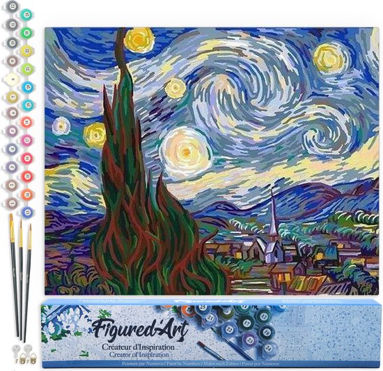 Foto: Figuredart schilderen op nummer volwassenen canvas golven handwerk acrylverf kit diy compleet 40x50cm zonder frame