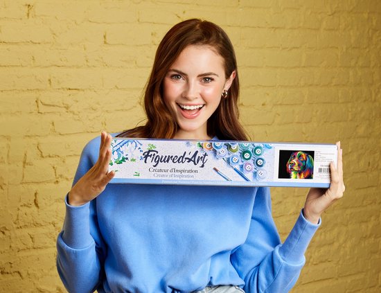 Peinture par numéros Art Adultes sur toile Chien Pop Art - Kit de peinture acrylique artisanale DIY complet - 40x50cm sans cadre