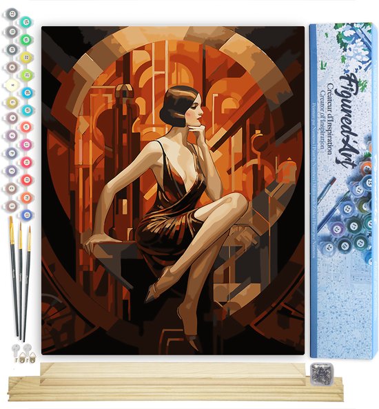Figured'Art Schilderen op Nummer Volwassenen canvas Golven - Handwerk acrylverf Kit DIY Compleet - 40x50cm zonder frame