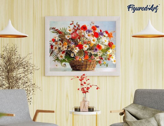 Peinture Par Numéros Adulte 40x50 Cm – Beauté Derrière Les Fleurs – Kit Complet Figured'Art DIY Relaxation Créative – Toile Sans Châssis + Peintures Acryliques