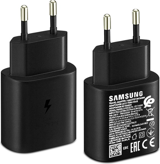 Geschikt Voor Samsung 25W PD 3.0 Super fast charger USB-C naar USB-C Kabel en Adapter - Zwart