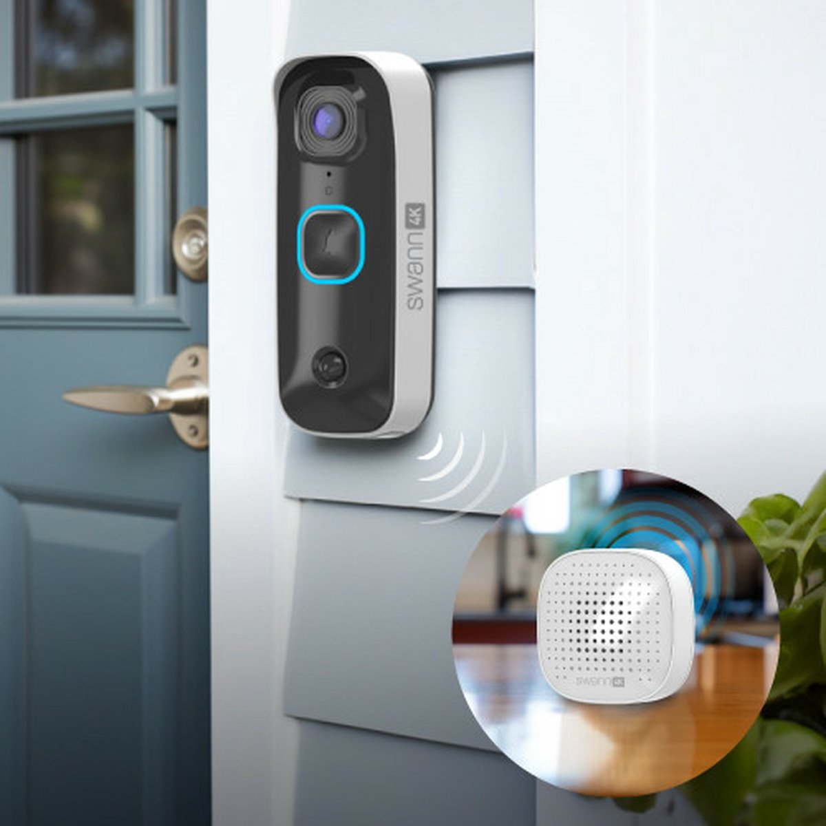 Afbeelding 3 van Swann Buddy4K™ Video Deurbel - Slimme Video Deurbel - Inclusief Chime - SwannShield™ AI Voice Assistant - 4K ultra HD video - Accu - Nachtvisie - Geen Abonnement - Inclusief 32GB SD Card