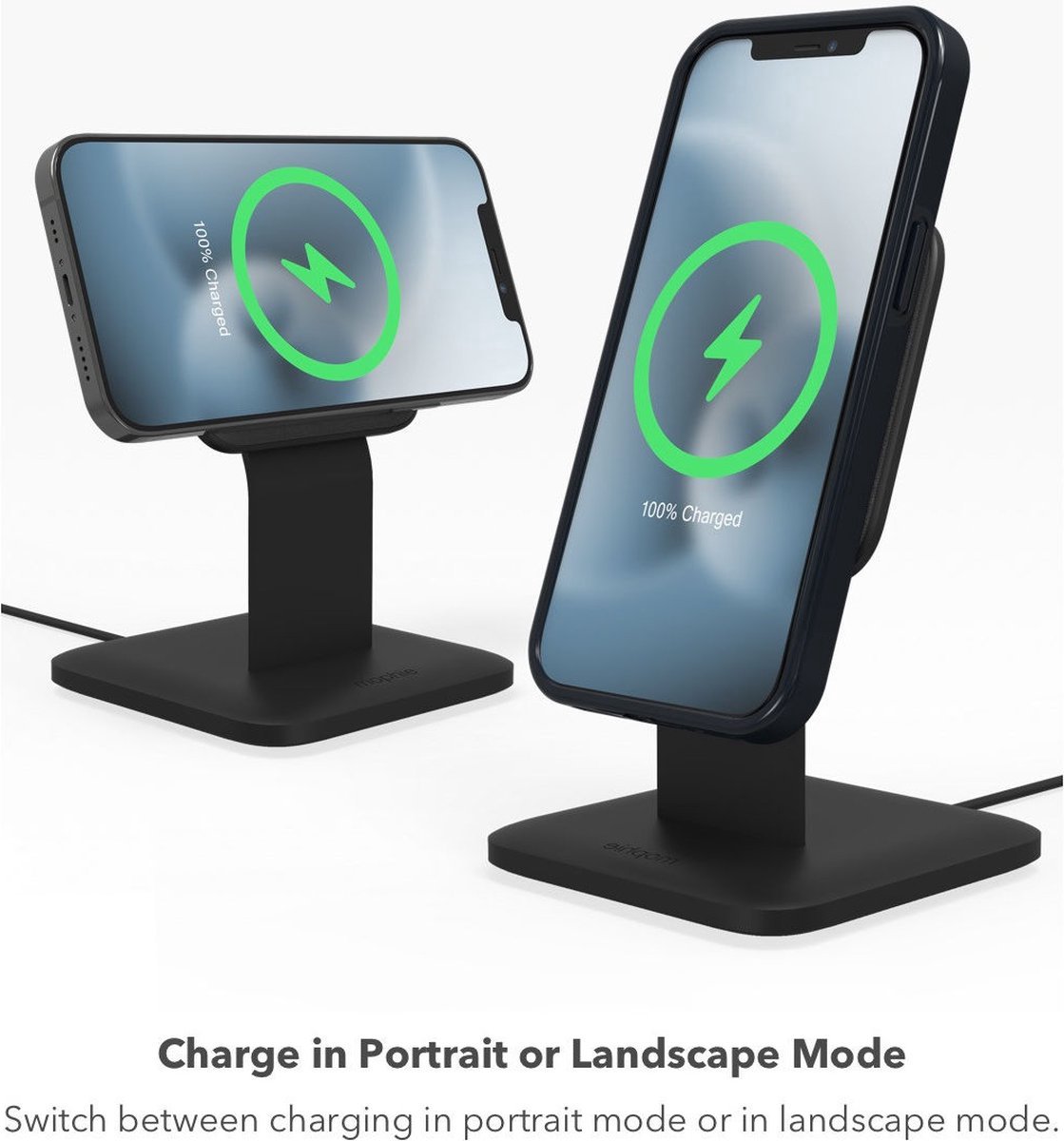 Mophie Snap+ Wireless Stand Bureauhouder Geschikt voor MagSafe Snelladen Zwart