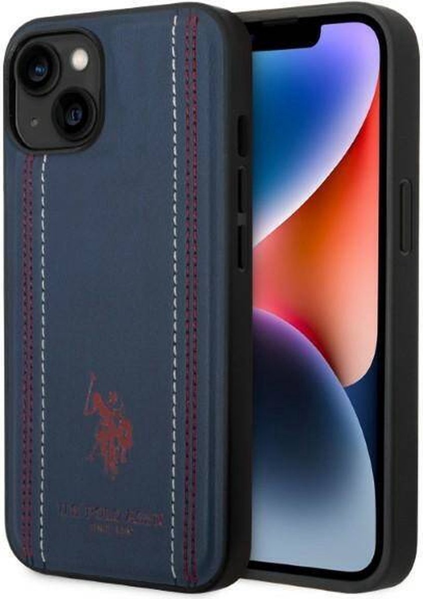 U.S. Polo Stitched Lines Back Cover - Geschikt voor Apple iPhone 14 Plus (6.7") - Blauw