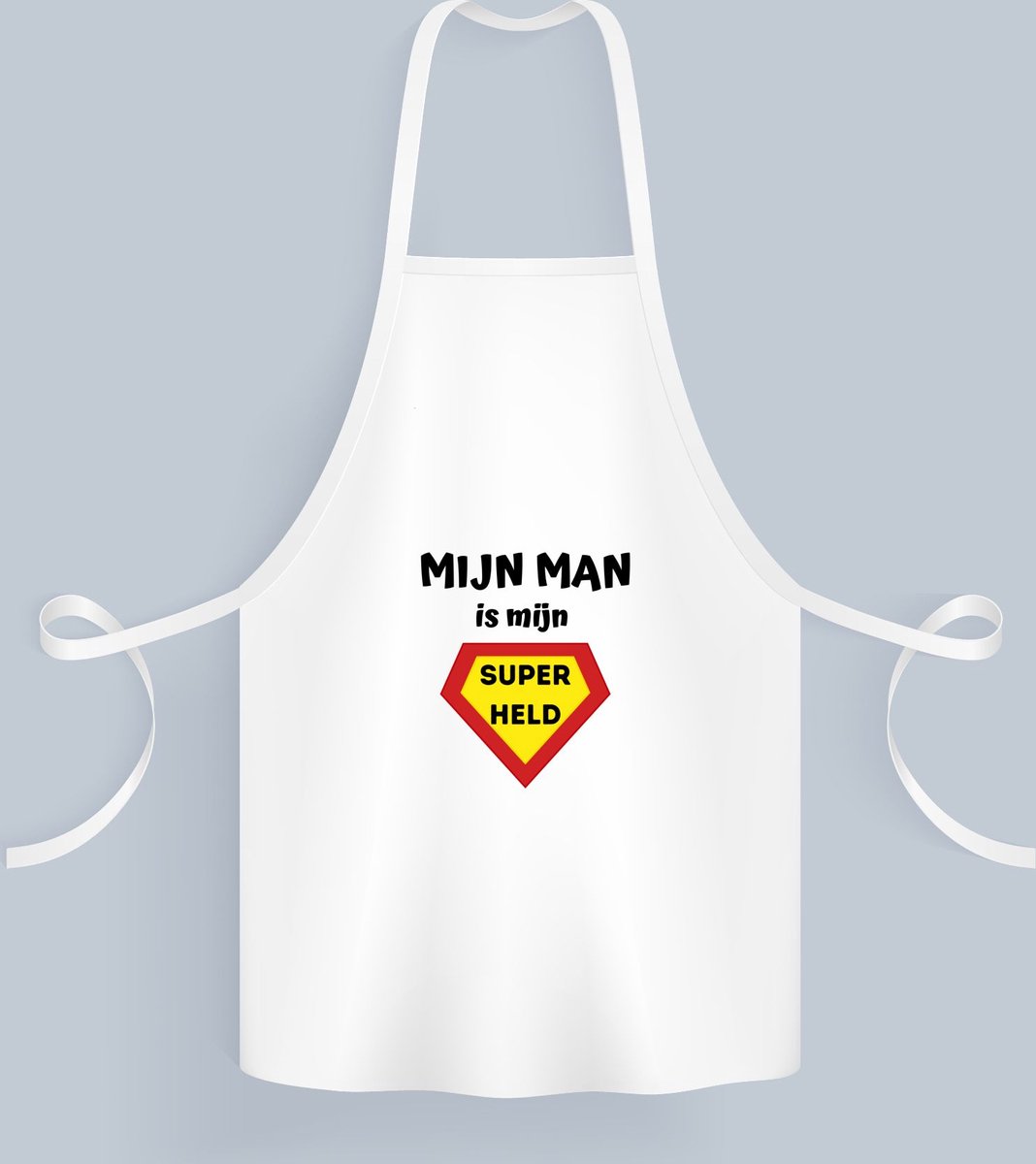 Akyol - mijn man is mijn superheld Keukenschort - Vriend/vriendin - super man - valentijnsdag - verjaardag - cadeautje voor vriendje - kado - geschenk - 82 bij 71 cm