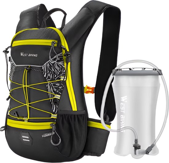 WoYoW® - Sac à dos de vélo - Sac à dos ultraléger 16 L - Sac à Water en TPU avec clip 1,5 L - Résistant à l'eau - Bretelles réglables - Accessoires de vélo - Jaune